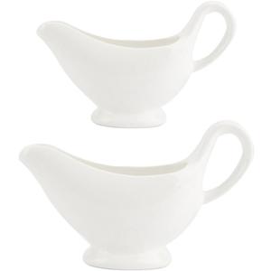 Amosfun 2Pcs Ceramic Gravy Sauce Boats with Handle - 3Oz and 5Oz Condiment Saucier Bowls for Serving Sauce Vinegar and Spices Microwave and Dishwasher Safe (15X4CM)
