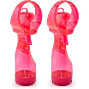 O2COOL Deluxe Handheld Battery Powered Water Misting Fan (Raspberry) 2 Pack (Pink)