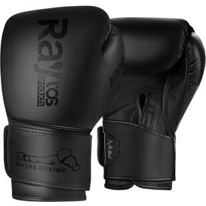 Boxing Gloves for Men & Women Pro Training | Wrist Protection 15 Hook & Loop | Triple Latex Padding | PU Leather for Muay Thai MMA Kickboxing Sparring|Sizes 10-16 oz (Black)