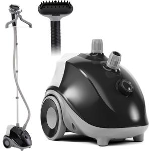 Sweetcrispy Garment Steamer for Clothes Standing, 1500W Powerful Clothes Steamer Standing with Wheels, 1.7L Water Tank for 55 Min Continuous Steaming, Professional Wrinkle Remover Heats in 45 Seconds (Black & Grey)