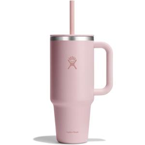 Hydro Flask Travel Tumbler with Handle, Lid - Insulated Stainless Steel in 40 Oz Tonal Trillium Pink
