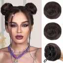 HANYUDIE Space Buns Hair Pieces 2PCS Claw Clip in Hair Bun Mini Bun Hair Scrunchies Extension for Women Girls 6# (Dark Brown)