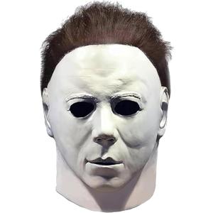 Halloween Scary Mask Costume, Horror Mask for Adults, Slasher killer Costume Prop (White)