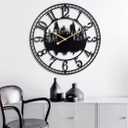 Dankeit Wall Clocks for Living Room, Metal Black Castle with Metal Golden Retro Hands, Battery Operated Silent Non-Ticking Large Wall Clock for Bedroom Kitchen Living Room Home Decor,20x20Inch
