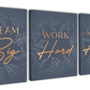 Motivational Wall Art For Office Set, Inspirational Wall Art Canvas Triptych, Positive Affirmations Wall Decor With Quotes, 3 Wrapped Canvas Panels For Bedroom, Living Room, Workspace, 12.5x15 Inch