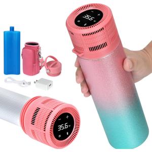 Electric Insulin Cooler Travel Case, USB Charger & Biogel Ice Box - Unlimited Hours, 35-68F Custom & Display Temperature Medical Cooler, TSA Approved Diabetic Medication Refrigerator (E-Smart Shiny Pink)