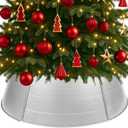 Bribay Silver Metal Christmas Tree Collar, 28 Inch 5 Panel Tree Collar Base Stand for Artificial Trees, Perfect for Xmas Tree Base Cover Decoration