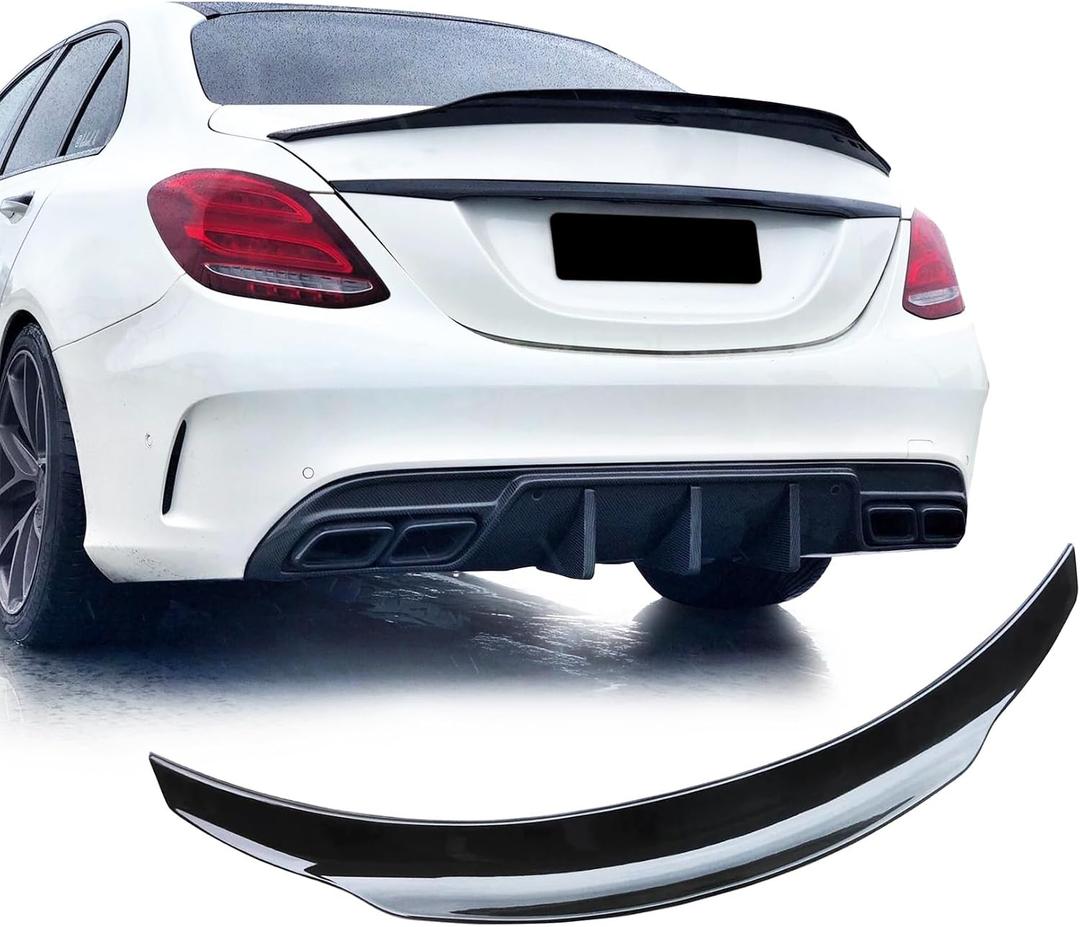 Rear Spoiler Wings for Mercedes Benz C Class W205 (2015-2021) C63 C160 C180 C200 C250 C300 C400 C450 C43 AMG Trunk Spoiler Wing Trunk Tail Rear Trunk Lid,Glossy Black - R Style Duckbill Spoiler