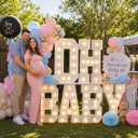 3FT/4FT OH Baby neon Letter Lights, LED Decoration, Suitable for Baby Showers, Gender Revealing, Baptism, Indoor courtyards and Poolside Parties, Party Decoration