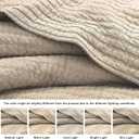 WDCOZY 100% Cotton Oversized King Size Quilt Set - Beige California Cal King Striped Pick Stitch Soft Lightweight Bedspread, Textured Like Linen, Farmhouse Country Rustic Coverlet, 3 Pieces