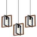 9MMML Wood Pendant Light Kitchen Island Set of 3, Farmhouse Hanging Lamp with 62'' Height Adjustable Cord, Small Ceiling Pendant Light Fixture for Dining Room, Entryway, Foyer