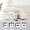 Smoofy Fluffy Queen Comforter Set 3 Pieces - Cream White Fleece Fluffy Comforter Set, Luxury Fuzzy Queen Bedding Set, Soft Warm Bed Set All Season, Heavy Faux Fur Comforter with 2 Pillow Cases