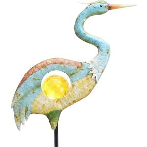 TERESA'S COLLECTIONS Blue Heron Outdoor Solar Lights for Garde Decor, Metal Yard Decorations Outdoor Decorative Garden Stake for Outside, Yard Art Pathway Lights for Patio Decor 37",Gifts for Mom