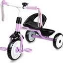 Liberry Toddler Tricycle Age 2 3 4 Years Old, Kids Trike with Bell, Back Basket and Removable Pedal, 3 Wheel Bike Riding Toy Gift for Girls, Purple, Large