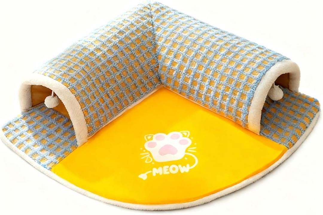 Cat Tunnel Bed Indoor Removable Small Dog House Washable Guinea Pig Hideout Pet Supplies Interactive Boredom Enrichment Small Animal, for Kitty, Bunny(StyleB,L)