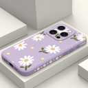 LEECG for iPhone 16 Pro Case Scratch Resistant Soft Slim Fit Floral Phone Cover for iPhone 16 Pro 6.3 inch-Daisy Purple