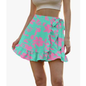 Women's Floral Ruffle Hem Wrap Shorts Casual Summer Elastic Waist Tie Front Zip Up Boho Skirts Skorts 2025 Green S Women's Floral Ruffle Hem Wrap Shorts Casual Summer Elastic Waist Tie Front Zip Up Boho Skirts Skorts 2025 Green S