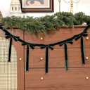Giegxin 2 Pcs 13.2ft Christmas Velvet Bow Garland Ribbon Bow Garland Banner Bows Velvet Christmas Ornaments Reusable Vintage Bows Decoration for Xmas Tree Fireplace Staircase (Deepgreen)