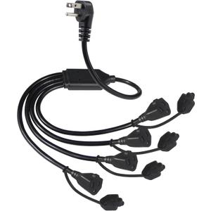 KUNCAN 4 Way Outlet Splitter - Black 1-Pack 90-Degree Angled Flat Plug 1 to 4 Extension Cable Power Strip, 16/3 Gauge 1.5FT, 3 Prong Y Style Multi Outlet Splitter, Perfect for Wall Wart Adapters