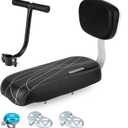 ZHOUWHJJ Bicycle Rear Seat Cushion Armrest Footrest Set, Kid Child Carrier Bicycle Baby Seat, Including Cushion and Backrest, Armrest Handrail, Footrests, Bell, Black, for Over 5 Years Old