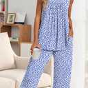 Womens Pajama Sets, Sleeveless and Capri Pjs Set 2 Piece Summer Sleepwear with Pockets Soft Loungewear (Purple, XXL)