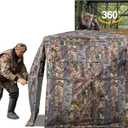 Hunting Blind 270/360 Degree See Through Ground Blind with Carrying Bag, 2/3 Person Pop Up Camouflage Tent Portable Concealed Shelter