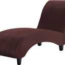 H.VERSAILTEX Chaise Lounge Cover Indoor Velvet Chaise Slipcover High Stretch Lounge Chair Cover Luxury Armless Chaise Cover for Living Room, Machine Washable, Chocolate