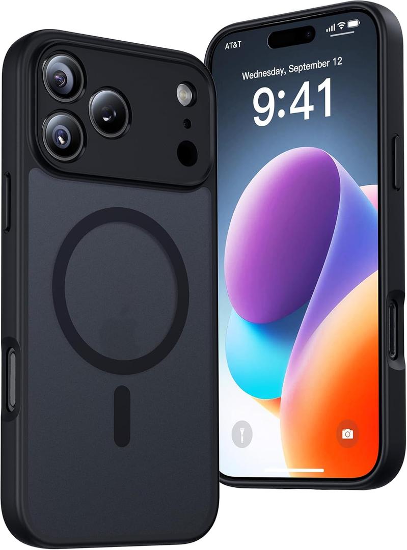 Magnetic for iPhone 17 Pro Max Case, Full Camera Protection, Compatible with MagSafe, Military-Grade Shockproof, Anti-Slip, Matte Slim Cover for i Phone 17 Pro Max Phone Case 6.9", Black