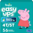 Easy Ups Girls & Boys Potty Training Pants, Size 6 (4T-5T), 56 Count, Peppa Pig Absorbent Pull Up Training Underwear, Up to 100% Leakproof Day and Night, Hypoallergenic