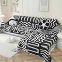 OstepDecor Boho Sectional Couch Covers 2 Pieces, L Shaped Sofa Cover, Chenille Couch Cover for Dogs Washable, Couch Cover Blanket, Sofa Slipcover for 2-3 Cushion Couch (71"x118"+91"x134", Black)
