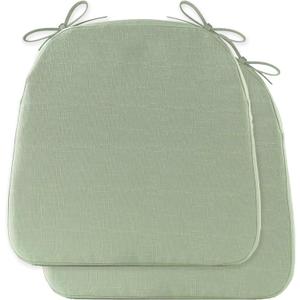 Battilo Chair Cushions for Dining Chairs with Ties, Indoor/Outdoor Kitchen Chair Pad with Non-Slip Backing, Dining Seat Cushion with Machine Washable Removable Cover, 16"x16"x2", Set of 2, Sage Green