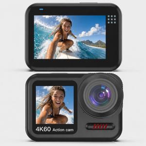 Action Camera 4K 60FPS 64MP, Waterproof Action Camera, 6-Axis Electronic Image Stabilization, Sports Camera for Surfing, Snorkeling, Motorcycle Riding