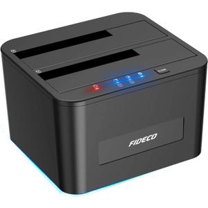 FIDECO Hard Drive Docking Station, USB 3.0 SATA HDD Docking Station for 2.5 & 3.5 inch SATA HDD/SSD, Dual Bay, Support Offline Clone and UASP
