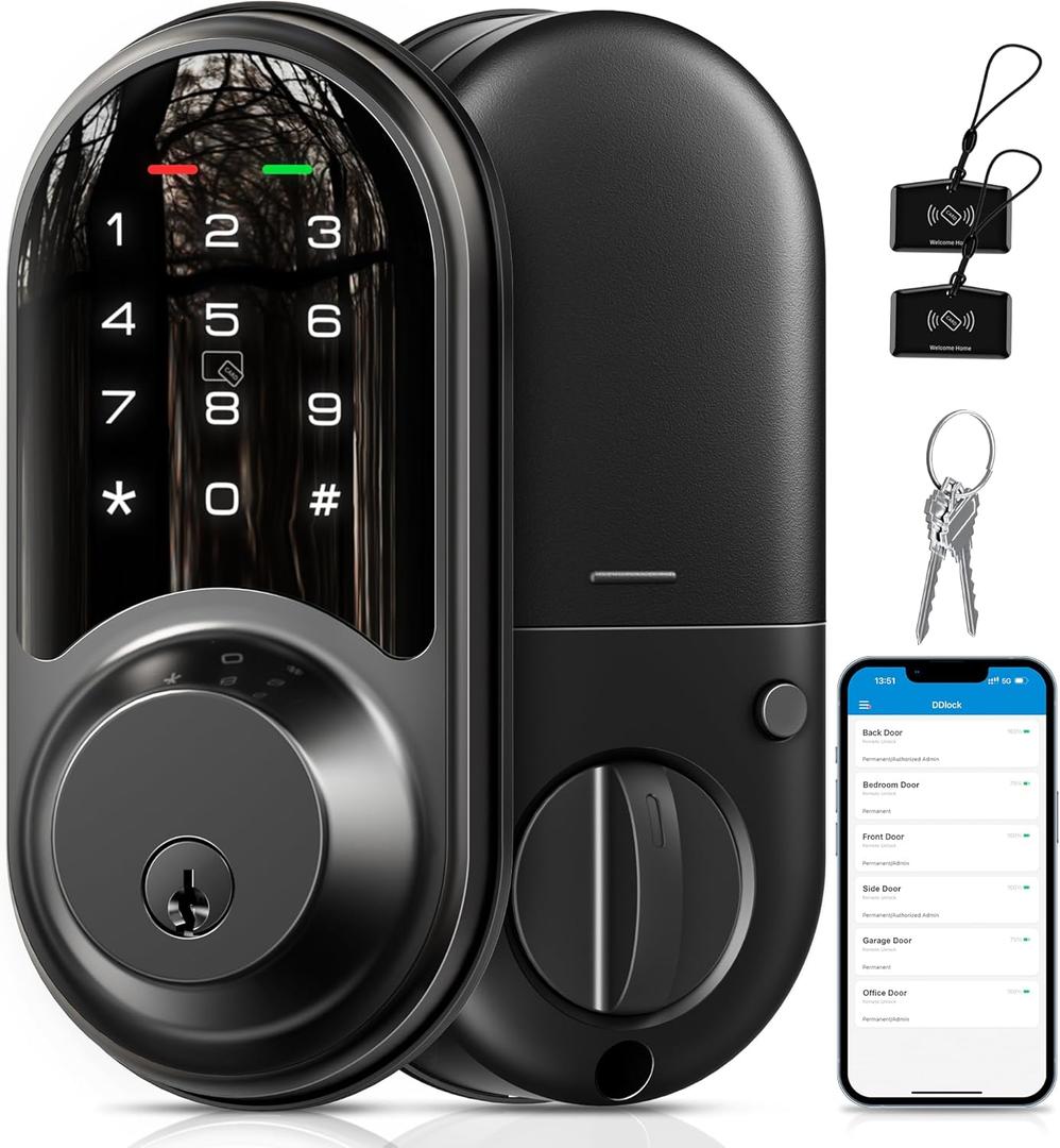 Veise RZ06 Smart Lock for Front Door with App Control, Keyless Entry, Electronic Digital Deadbolt with Touchscreen Keypad Set, Smart Deadbolt, Auto Lock, Easy Installation, Matte Black Veise RZ06 Smart Lock for Front Door with App Control, Keyless Entry, Electronic Digital Deadbolt with Touchscreen Keypad Set, Smart Deadbolt, Auto Lock, Easy Installation, Matte Black