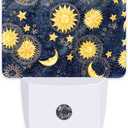 Retro Moon and Sun Night Light, Colorful Zodiac Dusk to Dawn Night Light Plug in,0.5w Energy Saving Sleep Friendly NightLight for Kids Boys Girls Home Bedroom Living Room Decor (Color2)
