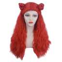 Girls Long Wavy Curly Red Anime Cosplay Wig for Women Halloween Costume Party Synthetic Wig (20040)