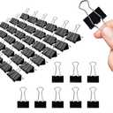 Medium Binder Clips, 144 Pack, 1 Inch, Standard 25mm, Black, Capacity 0.47 Inch, Metal Paper Clips, Fold Clamp, Office Clips, School & Home Use