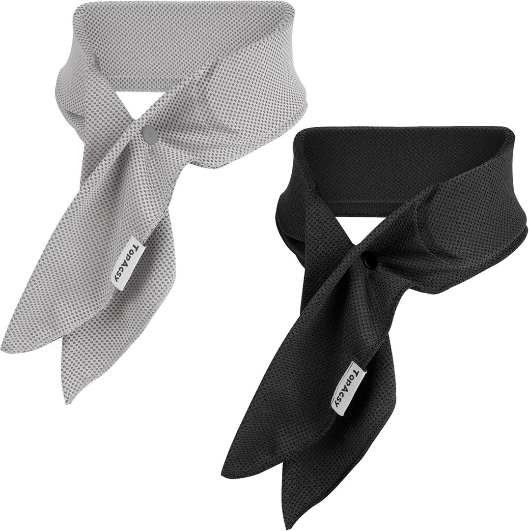 Cooling Neck Wraps, Neck Coolers for Hot Weather, Headbands, with Long Lasting Gel and Full Wrap Fabrics, 2 Packs (Gray+Black)