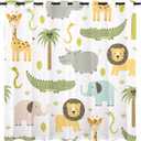 Animal Curtains W52 x L84 Inch Grommet Thermal Insulated Blackout Window Drapes Safari Hippo Crocodile Lion Elephant Giraffe Woodland Zoo Pattern for Kids Boys Girls Nursery Bedroom 2 Panels (Multi 1)
