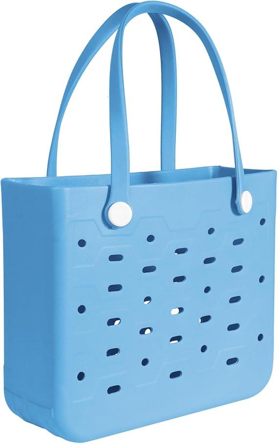 Rubber Beach Bag for Men & Women, Water-resistant Travel Tote Bag for the Beach Boat Pool (Medium, All Black)