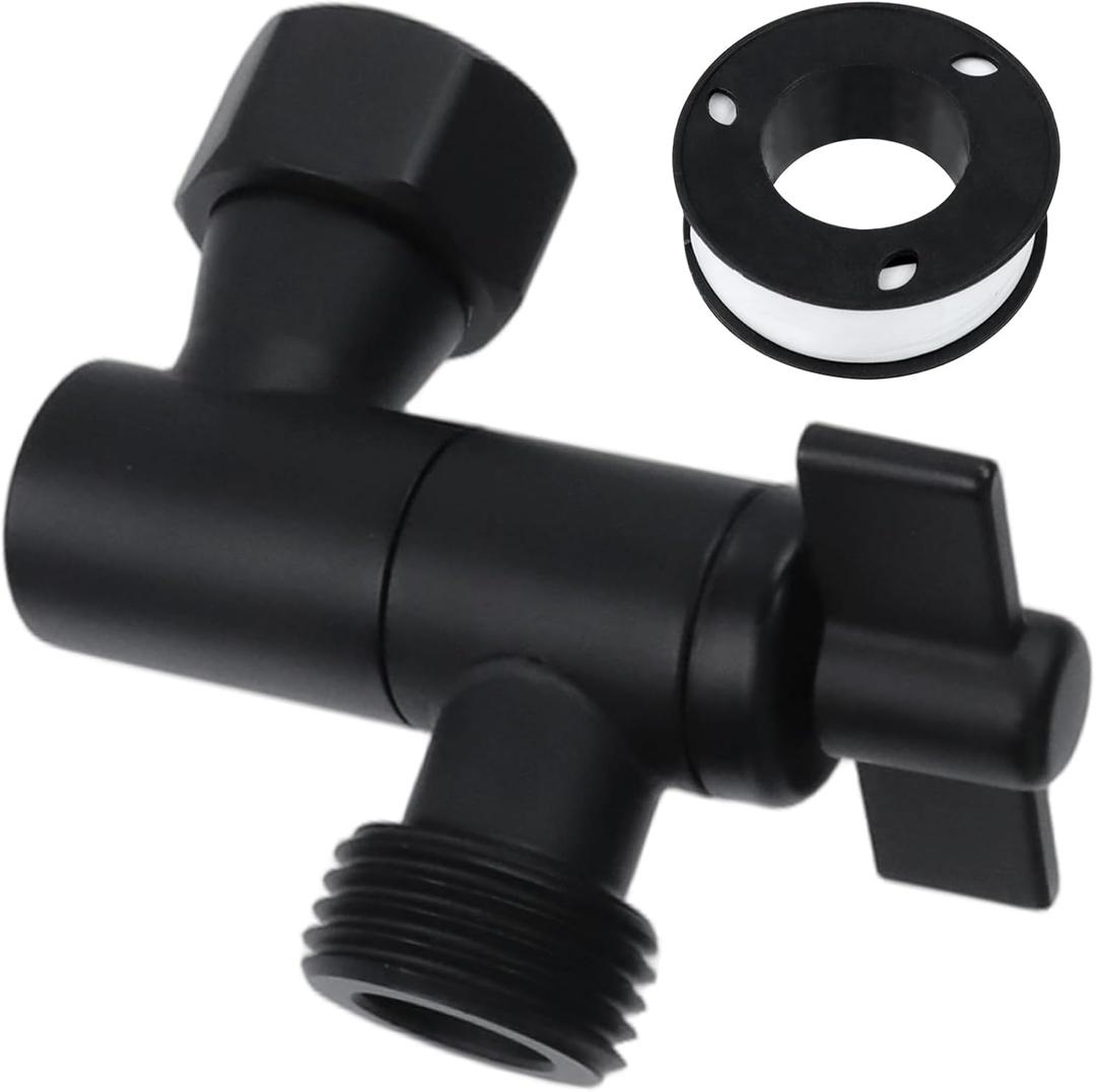 Adjustable Shower Head Extension Adapter, Shower Arm Elbow Universal Wall Mounted All Metal Angle Connector for Fixed and Rain Showerhead with Pipe Sealing Tape, 1PCS(Black)