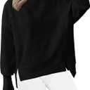 BTFBM Women's Casual Crewneck Sweatshirts 2026 Spring Long Sleeve Side Slit Workout Fleece Pullover Top Fashion Clothing, Small