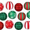 Bencailor 12 Pcs Christmas Hanging Paper Lanterns Set Decorative Christmas Party Lanterns Round Hanging Lamps for Xmas Home Decoration Supplies Props Graduation Holiday Decor(Snowflake, 12 Inch)