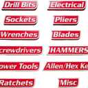 3 x Magnetic Tool Box Labels, Reusable Heavy Duty Magnetic Toolbox Labels for Garage, Workshop, Storage Bins, 12 Pcs/Red (Regular Thickness)