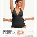 FeelinGirl Shapewear Bodysuits for Women Tummy Control Deep V Neck Body Suits with Built in Bra Tops L