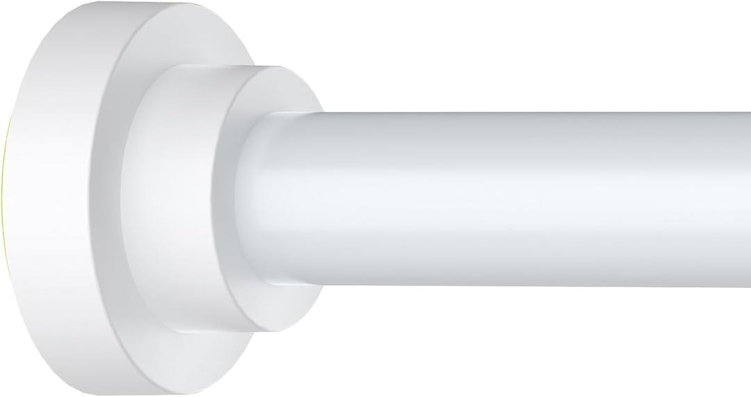 Shower Curtain Rod Adjustable 43-66 inch, 1"Diameter Spring Tension Curtain Rod No Drill, Anti-Rust Non-Slip Shower Rod, White Shower Curtain Rod for Bathroom Tension