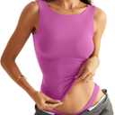 Women Sleeveless Boat Neck Tops Double Lined Backless Tank Tops Basic Fitted T Shirts 2025 (X-Small, Peach Pink)