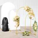 SorelleShoppe Party Arch Backdrop Stand and Cover Set - 7.2ft Gold Balloon Arch Stand and 6ft Photo Background Stand with Solid Base Thick Poles - Multiuse Wedding Arch Frame for Birthday Baby Shower