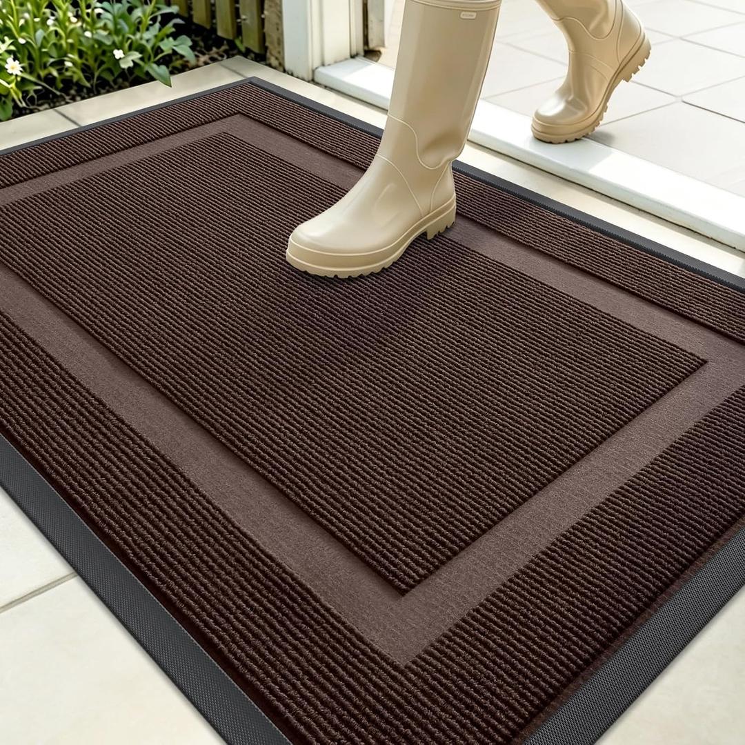OLANLY Front Door Mat Outside 35x23, All-Season Heavy-Duty Rubber Doormat