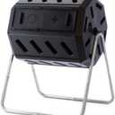 FCMP Outdoor IM4000 Dual Chamber Tumbling Composter Canadian-Made, 100% Recycled Resin - Outdoor Rotating Compost Tumbler Bin for Garden, Kitchen, and Yard Waste, Black (37 Gallon)